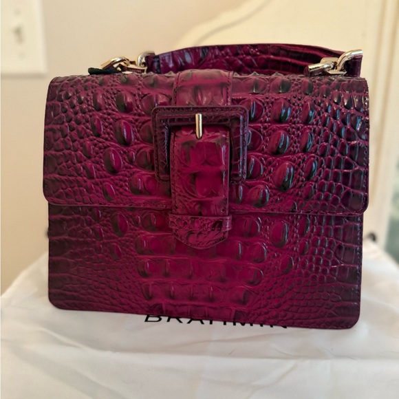 Brahmin Red Croc-Embossed Satchel Bag